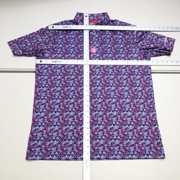 Bogey Bros Golf Polo Shirt Mens L Blue Pink Performance Whale Tail Bikini Print - Picture 3 of 9